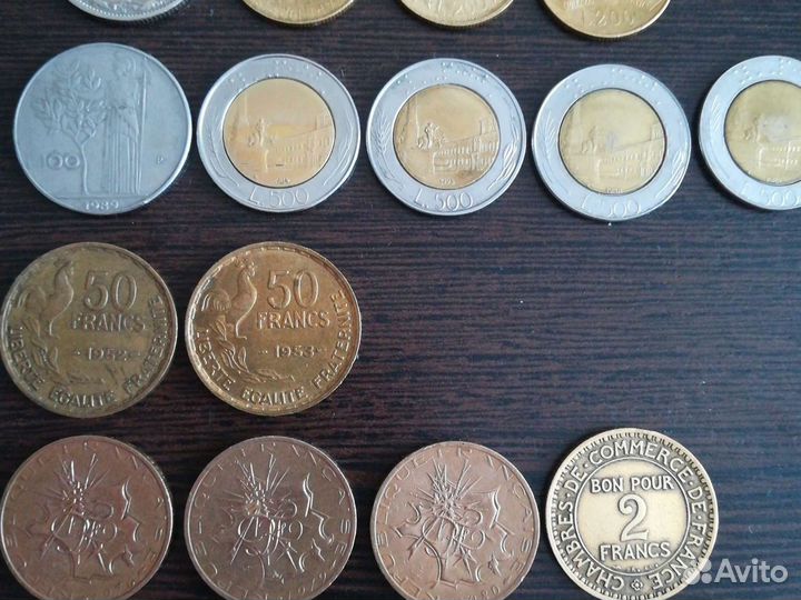Монеты: Швейцария,Италия,франция