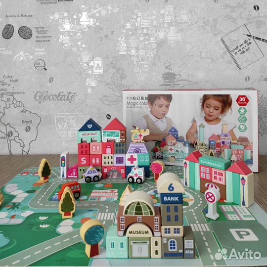 Конструктор Город из деревянных блоков