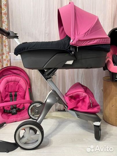 Stokke xplory v4 2 в 1 pink + автолюлька