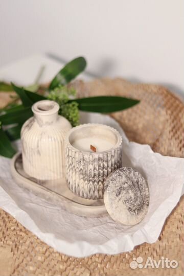Подарочный набор (свеча, ваза, подставка)