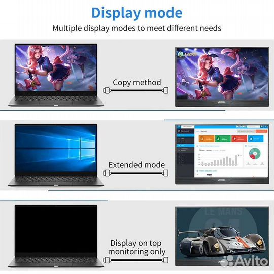 Портативный сенсорный монитор Johnwill 15.6 дюймов