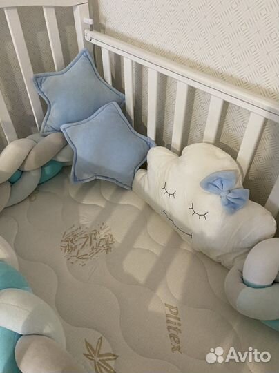 Бортик косичка на 3 стороны с подушкой облачком