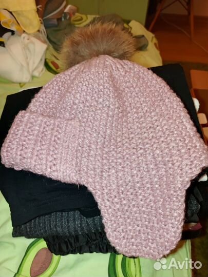 Шапка ушанка женская вязаная