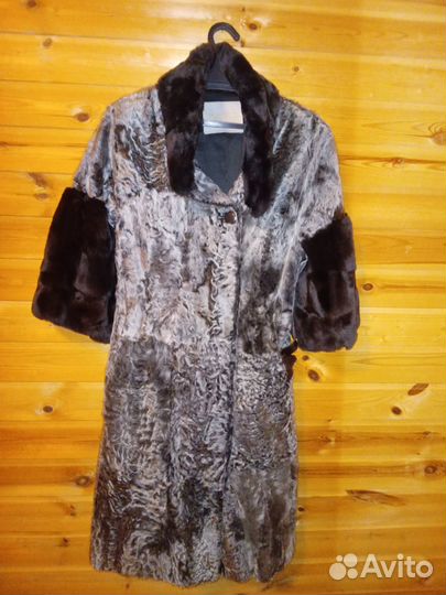 Натуральная шуба из козлика с кроликом