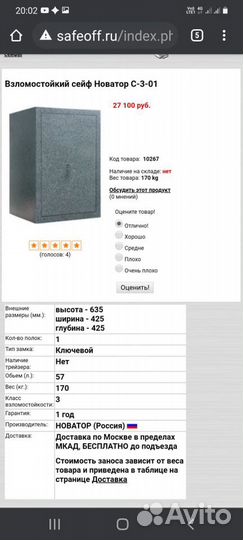 Взломостойкий сейф Новатор С -3-01