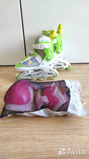 Ролики детские, роликовые коньки раздвижные,защита