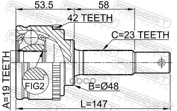 ШРУС наружный 19x48x23 0210-043A42 Febest