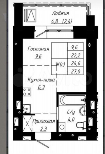 Квартира-студия, 27 м², 16/16 эт.