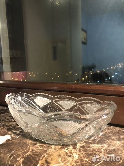 Хрустальная ваза-ладья