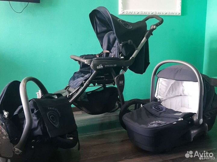 Коляска cам 3 в 1 + зимний конверт на овчине+ д.в