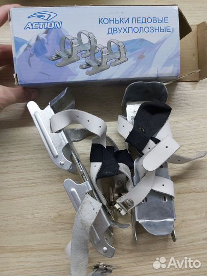 Коньки ледовые двухполозные раздвижные