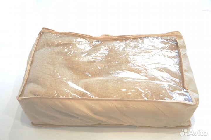 Одеяло-покрывало новое из овечьей шерсти бежевое