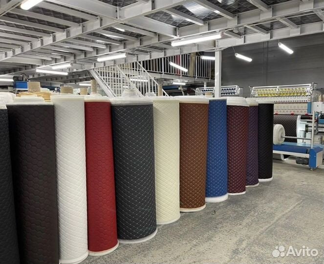 Экокожа стеганная для обтяжки автосалона и мебели