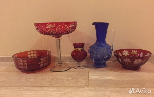 Ваза,салатники,кувшин ссср(цветное стекло)