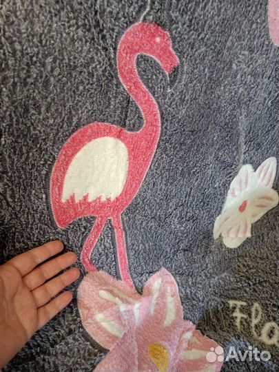 Большой плюшевый плед Фламинго. Новый