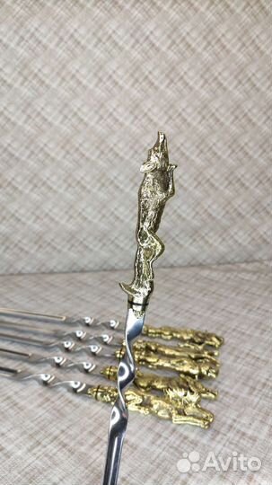 Шампуры в чехле, ручки из латуни 