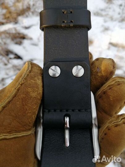 Ремень джинсовый мужской кожаный