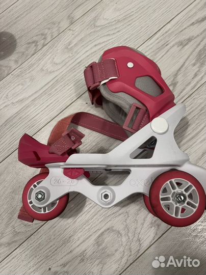 Ролики детские трехколесные 26-28 oxelo +защита