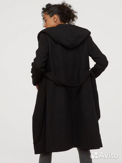 Пальто с капюшоном черное H&M