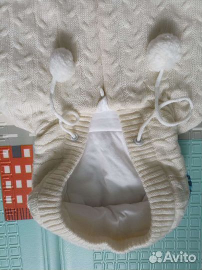 Конверт вязаный утепленный на выписку размер 62