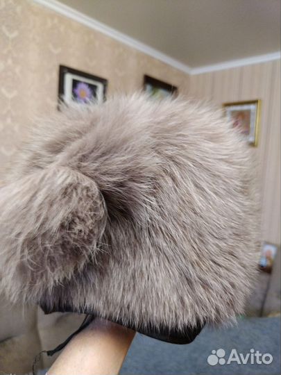 Шапка серая пушистая