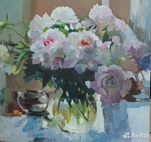 Картина маслом на холсте Пионы