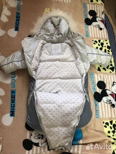 Конверт-комбинезон-трансформер с меховой опушкой