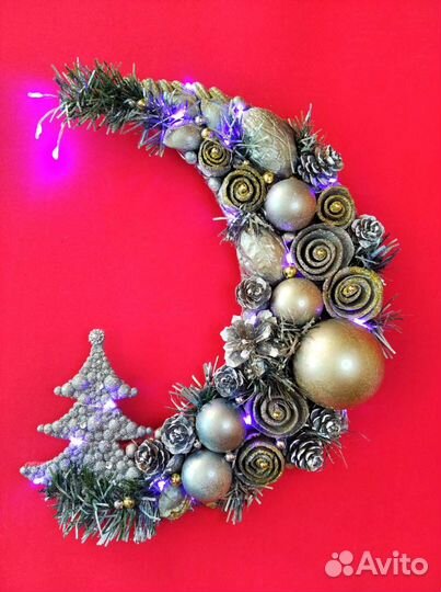 Новогоднее украшение на стену с подсветкой