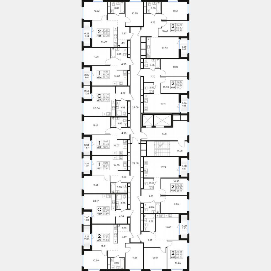 2-к. квартира, 55,6 м², 6/15 эт.