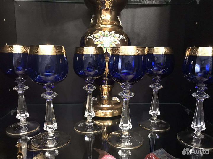 Хрустальные бокалы Bohemia с позолотой