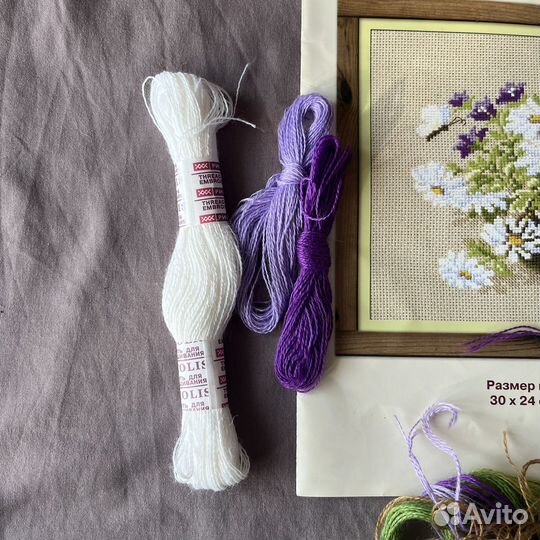 Остатки набора для вышивания, ромашки