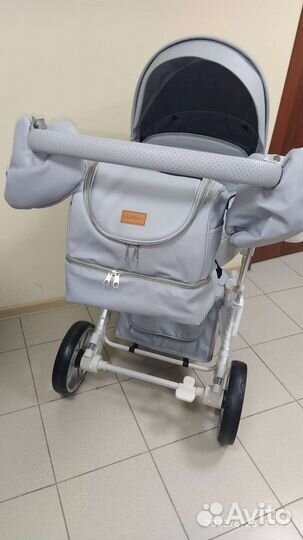 Новая коляска 3в 1 Luxmom 608-2(экокожа серый)