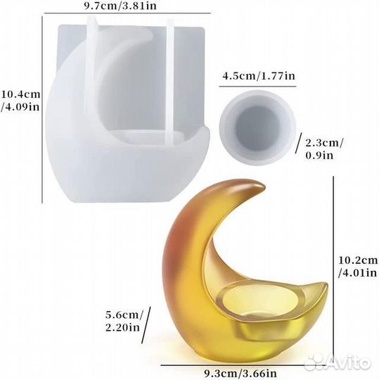 Силиконовая форма луна подсвечник для гипса
