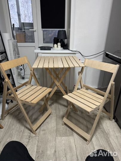 Комлект стол и 2 стула складные