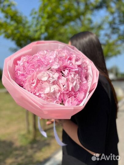 Розовая гортензия, букет из гортензий