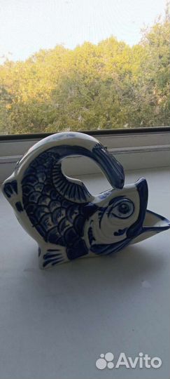 Рыбка салфетница, Гжель, ручная роспись