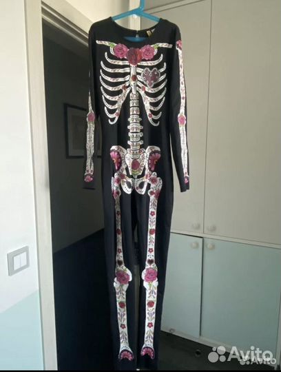 Костюм комбинезон и платье скелет hm