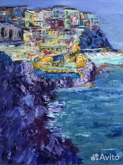 Картина масло. Италия Лигурийское побережье. 25х32
