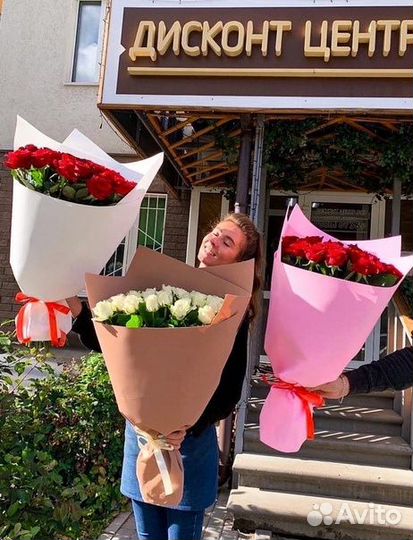 Букет цветов Роз белые 70 см