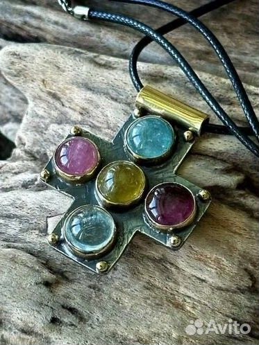 Восхитительный Крест турмалин гелиодор аквамарин