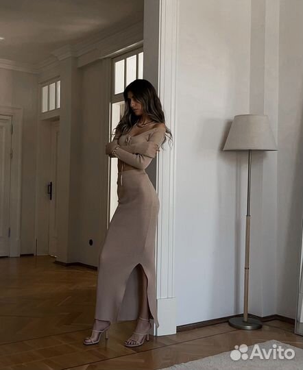 Комплект юбка и топ Indress brand светло бежевый