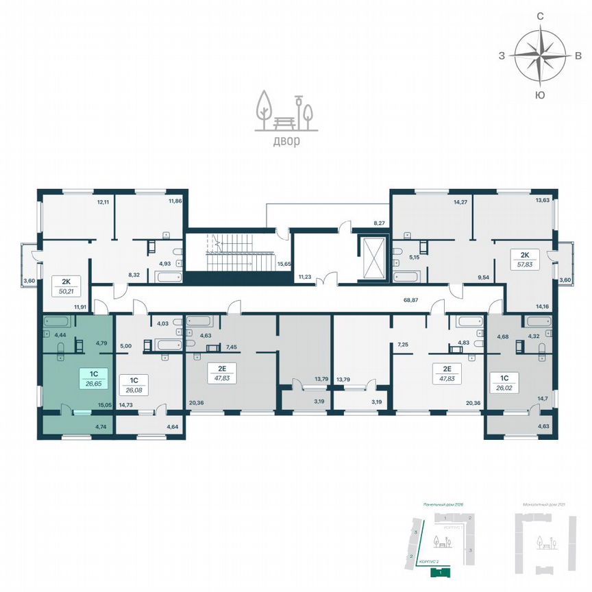 Квартира-студия, 26,8 м², 7/9 эт.
