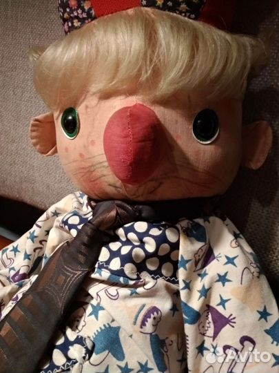 Петрушка 30-х г., старинная мягкая игрушка