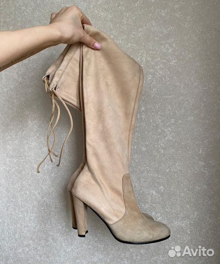 Ботфорты эко замша