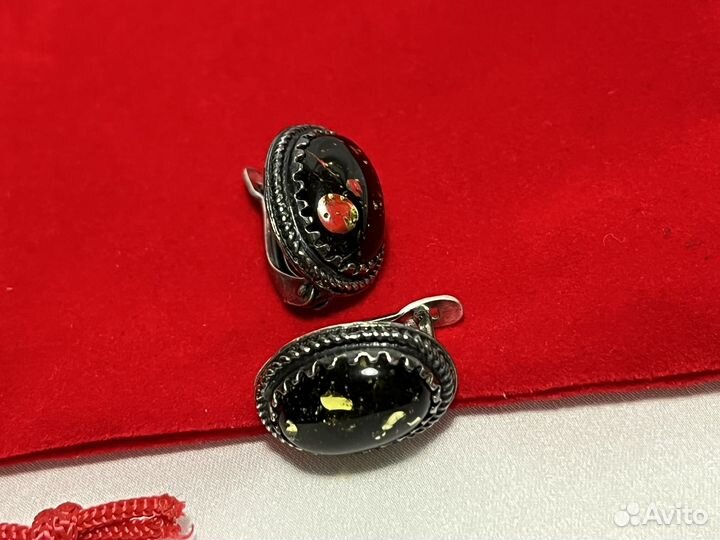 Серьги серебро с камнем