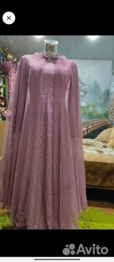 Платье со съёмной юбкой накидкой в пол