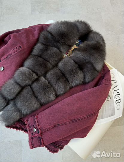 Джинсовка с песцом,джинсовая куртка с мехом