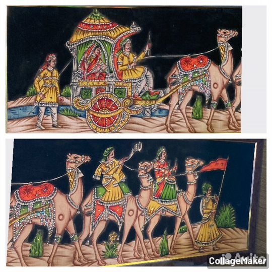 Панно-картина на ткани с вышивкой из Индии