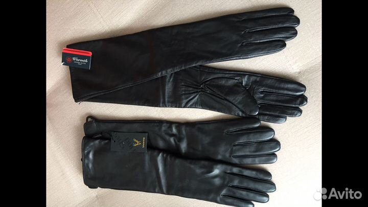 Перчатки жен. длинные. Кожа