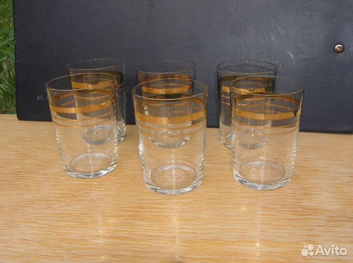 Стопки 65 мл стекло позолота СССР 6 штук